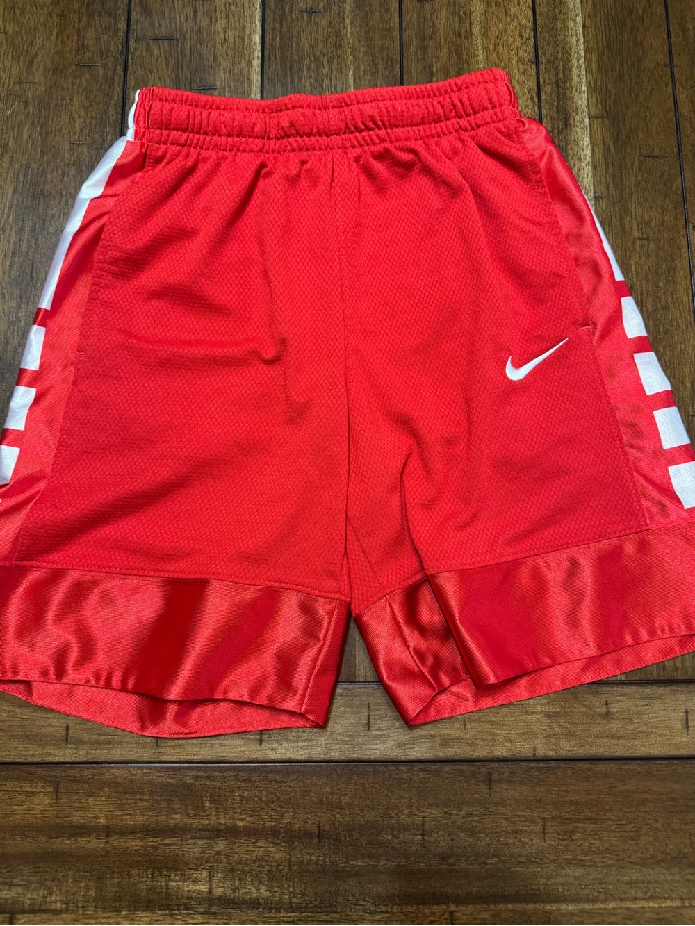 Nike Red Boys' Athletic Shorts with White Swoosh